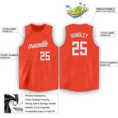 Orange White Classic Athletic Basketball Jersey 2