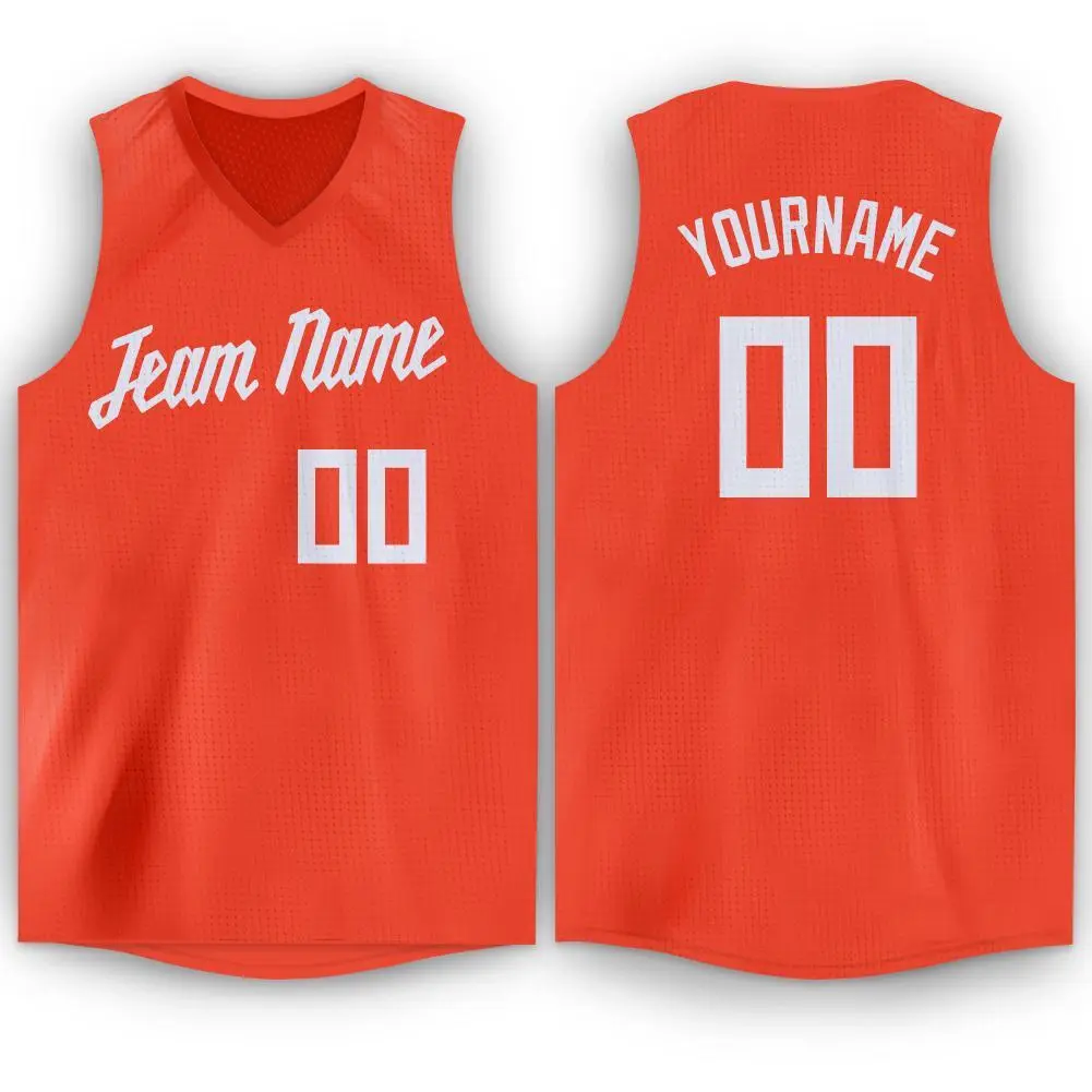Orange White Classic Athletic Basketball Jersey
