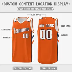 Orange White Classic Athletic Men/Boy Basketball Jersey 2