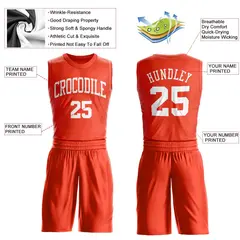 Orange White Classic Basketball Jersey 3