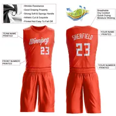 Orange White Classic Basketball Jersey 3