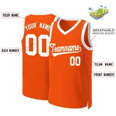Orange White Classic Basketball Jersey 2