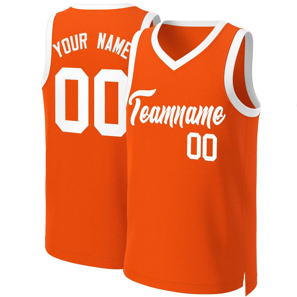Orange White Classic Basketball Jersey