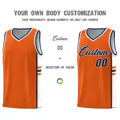 Orange White Classic Color Block Varsity Basketball Jersey 3