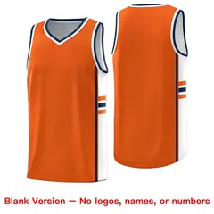 Orange White Classic Color Block Varsity Basketball Jersey 6