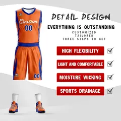 Orange White Classic Mesh Basketball Jersey 2