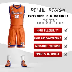 Orange White Classic Mesh Basketball Jersey 2