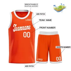Orange White Classic Sets Sports Uniform Basketball Jersey 3