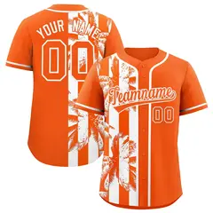 Orange White Coconut Tree Split Baseball Jersey 1