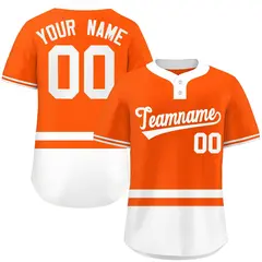 Orange White Color Block Two-Button Softball Jersey 1
