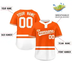 Orange White Color Block Two-Button Softball Jersey 2