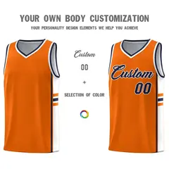 Orange White Color Block Varsity Basketball Jersey 3