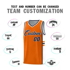 Orange White Color Block Varsity Basketball Jersey 4