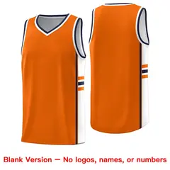 Orange White Color Block Varsity Basketball Jersey 6