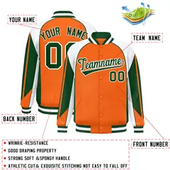 Orange White Color Block Varsity Raglan Letterman Jacket 2