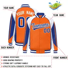Orange White Color Block Varsity Raglan Letterman Jacket 2