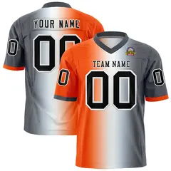 Orange White-Dark Gray Gradient Football Jersey