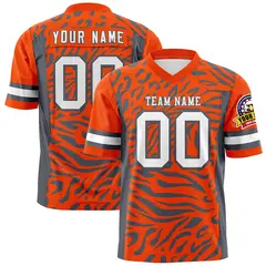 Orange White-Dark Gray Zebra Stripes Football Jersey 1