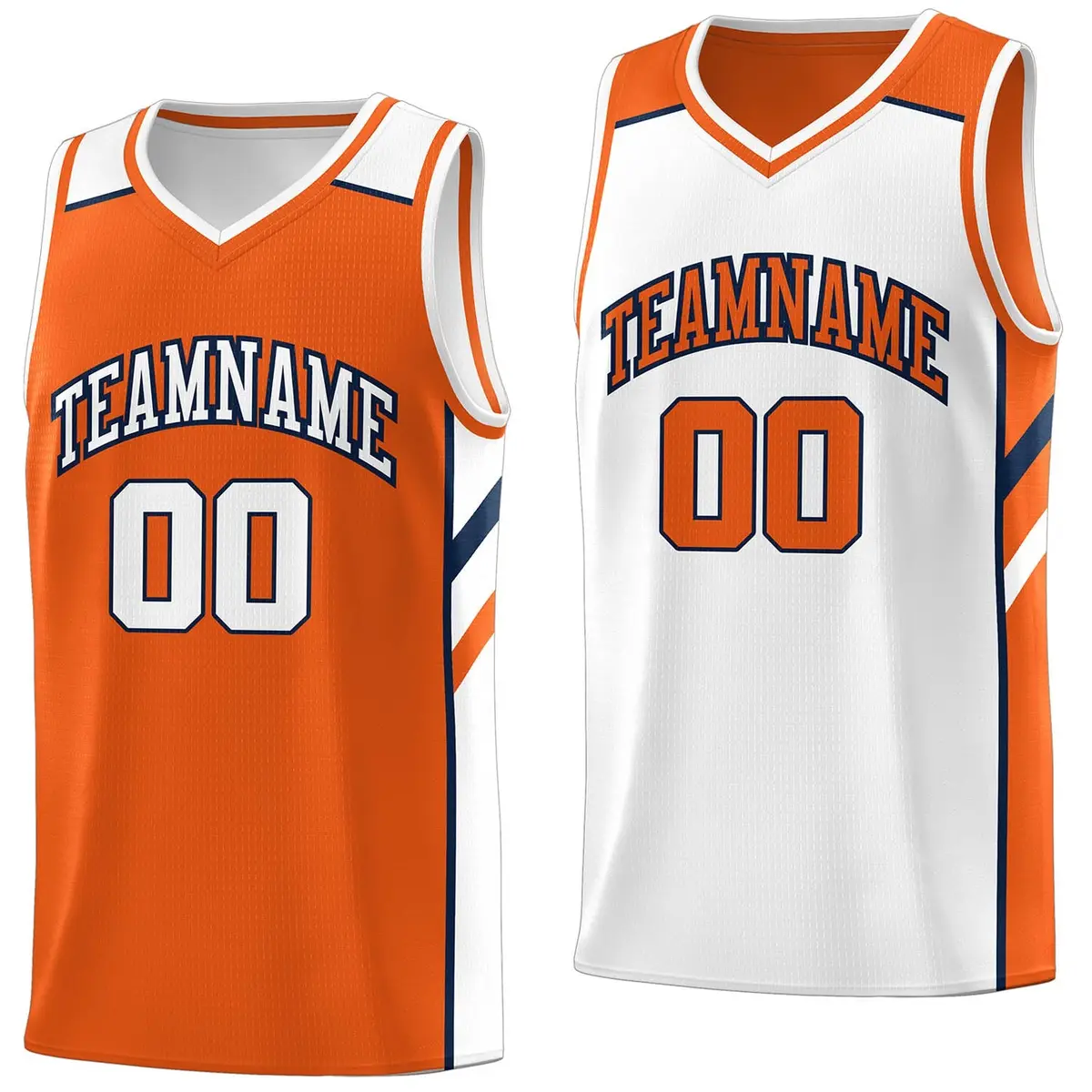 Orange White Double Side Athletic Basketball Jersey