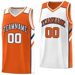 Orange White Double Side Athletic Basketball Jersey