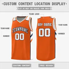 Orange White Double Side Athletic Basketball Jersey 2