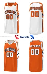 Orange White Double Side Athletic Basketball Jersey 4
