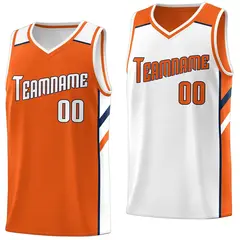 Orange White Double Side Basketball Jersey 1