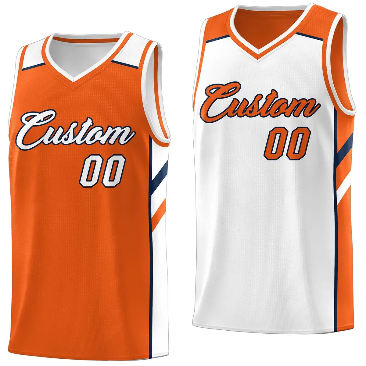 Orange White Double Side Casual Basketball Jersey