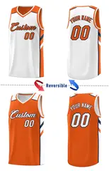 Orange White Double Side Casual Basketball Jersey 4