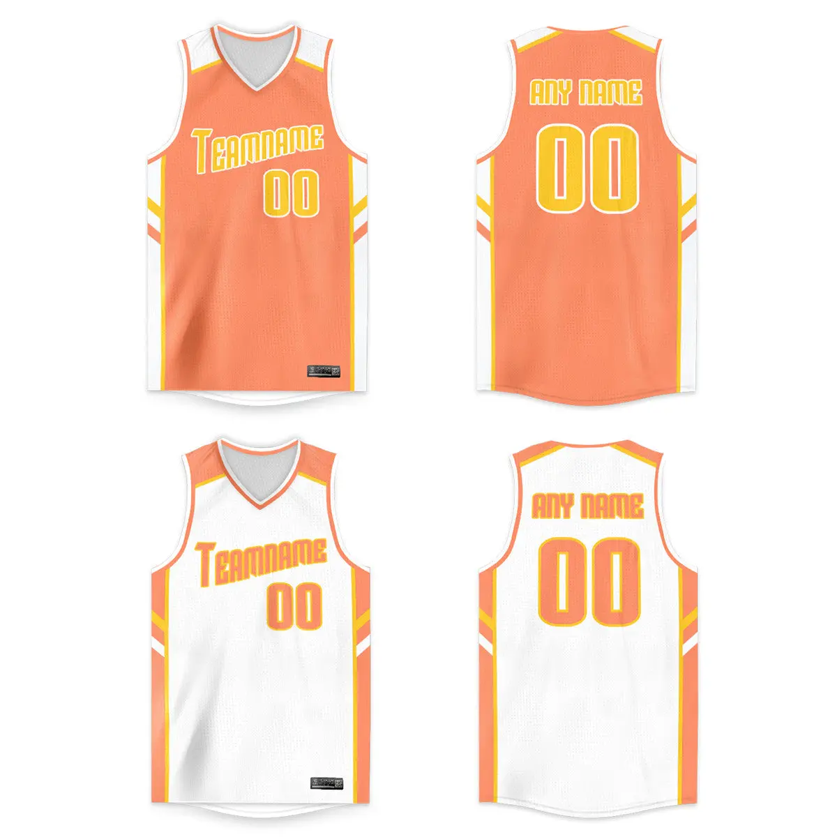 Orange White Double Side Men/Boy Basketball Jersey