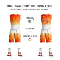 Orange White Double Side Sets Basketball Jersey 5