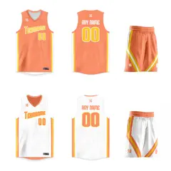 Orange White Double Side Sets Basketball Jersey 3