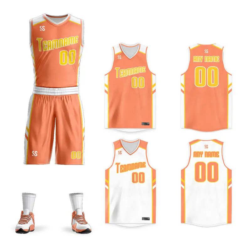 Orange White Double Side Sets Basketball Jersey
