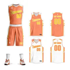 Orange White Double Side Sets Basketball Jersey
