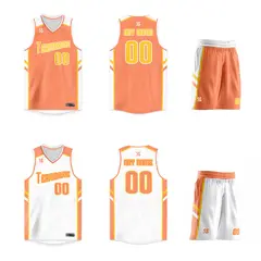 Orange White Double Side Sets Basketball Jersey 3