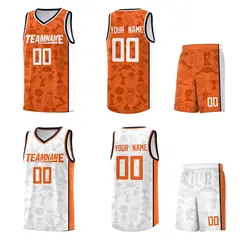 Orange White Double Side Sets Basketball Jersey 2