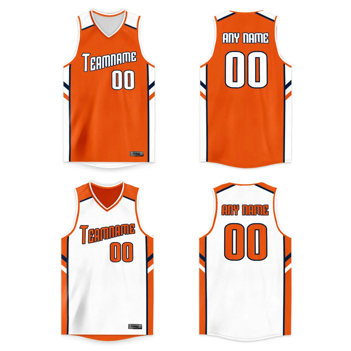 Orange White Double Side Tops Basketball Jersey