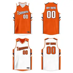 Orange White Double Side Tops Basketball Jersey 1