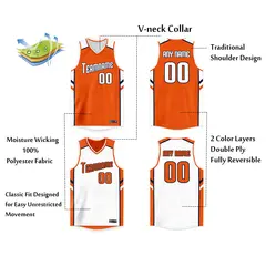 Orange White Double Side Tops Basketball Jersey 2