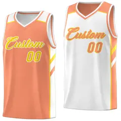 Orange White Double Side Tops Men Casual Basketball Jersey