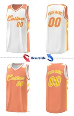Orange White Double Side Tops Men Casual Basketball Jersey 4