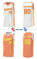 Orange White Double Side Training Basketball Jersey 4