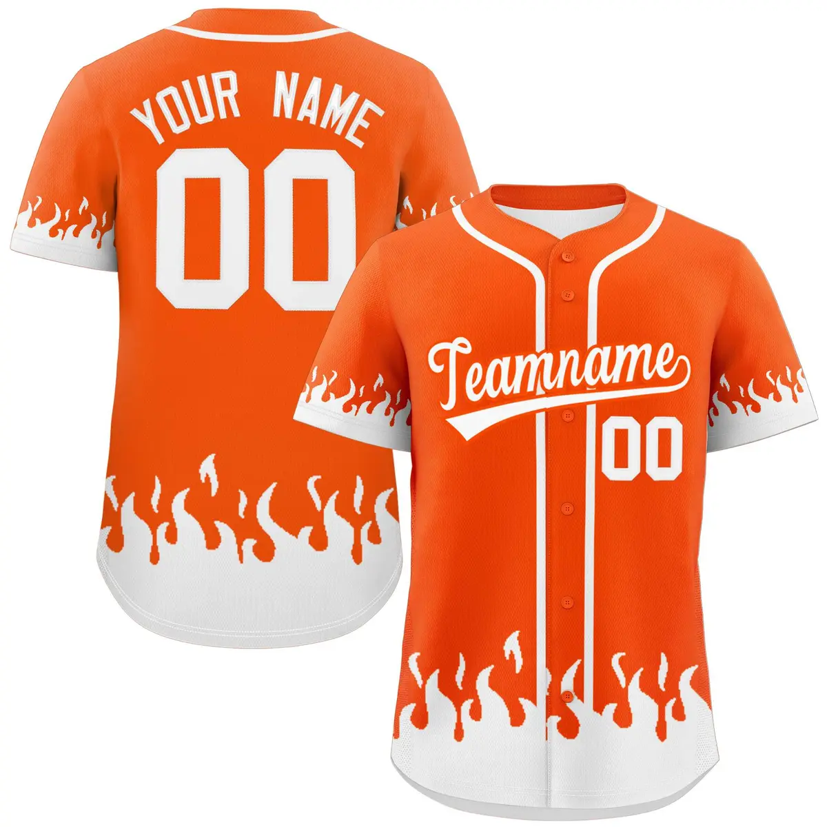 Orange White Flame Graffiti Authentic Baseball Jersey