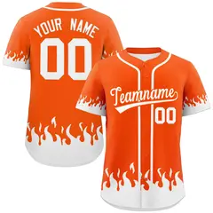 Orange White Flame Graffiti Authentic Baseball Jersey
