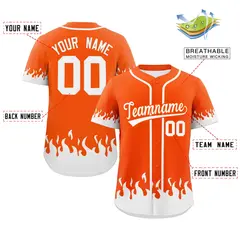 Orange White Flame Graffiti Authentic Baseball Jersey 2