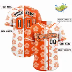 Orange White Flower Graffiti Split Baseball Jersey 2