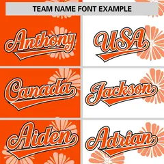 Orange White Flower Graffiti Split Baseball Jersey 3
