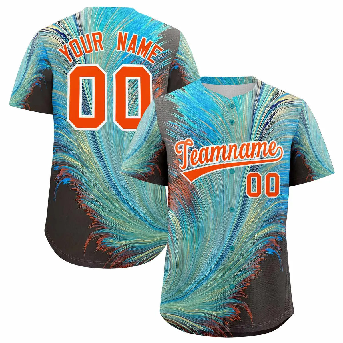Orange White Fluid Feather Graffiti Baseball Jersey