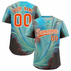 Orange White Fluid Feather Graffiti Baseball Jersey