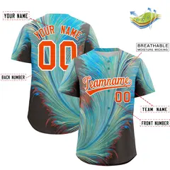 Orange White Fluid Feather Graffiti Baseball Jersey 2